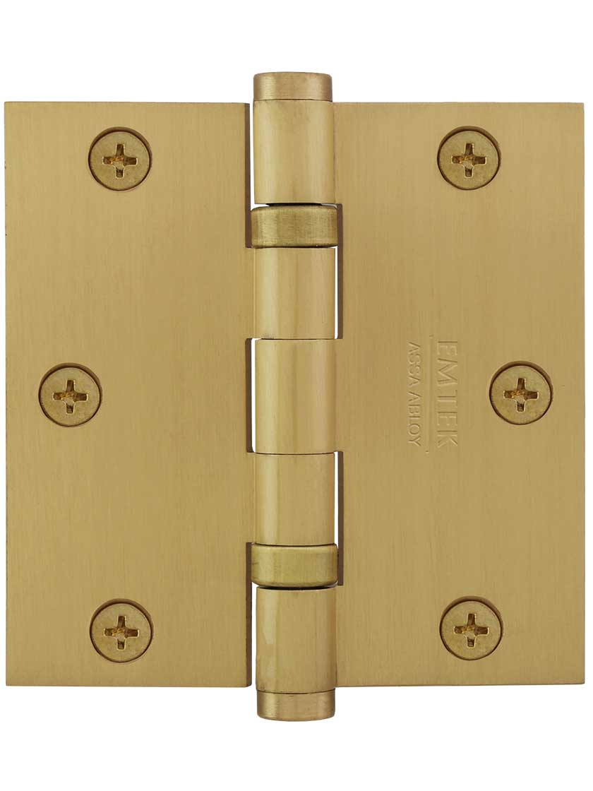 3 1/2" Solid Brass Ball Bearing Door Hinge With Button Tips